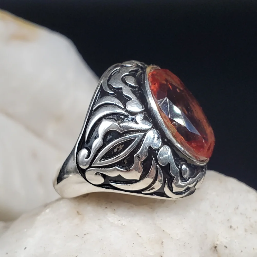 Unique Men's Jewelry Solid Sterling Silver 925 Alexandrite Stone Boho Ring